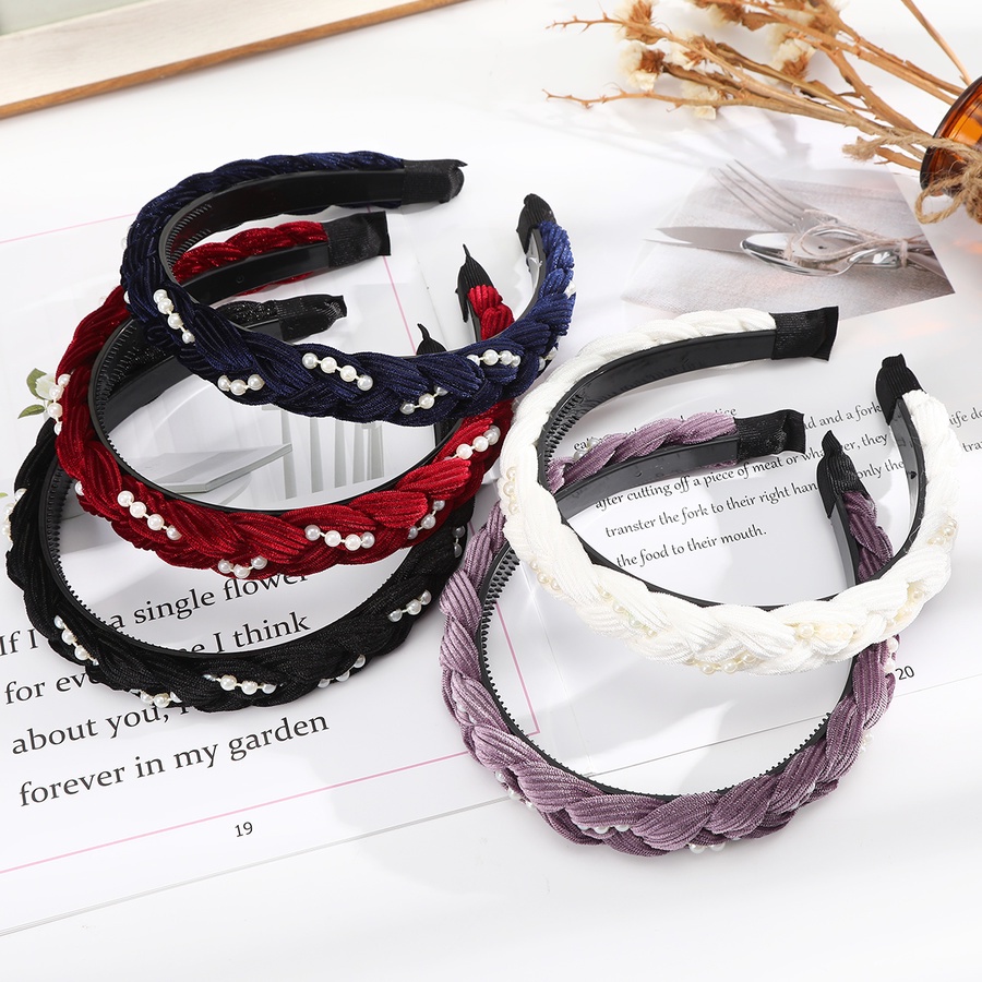 Băng đô vải nhung đính ngọc trai thời trang Hàn Quốc dành cho nữ