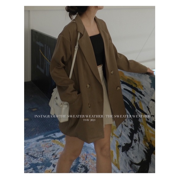 [Mã 2611THTRANG100K hoàn 10% xu đơn 99K] (Ảnh thật) Áo khoác vest trơn đệm vai oversize the.sweaterweather TSW | BigBuy360 - bigbuy360.vn