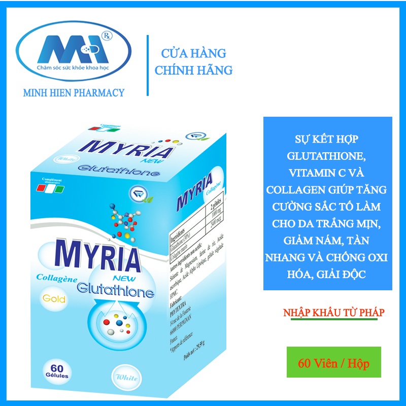 Viên uống trắng da MYRIA của Pháp,bổ sung collagel,tăng cường thải độc cơ thể làm trắng da hiệu quả