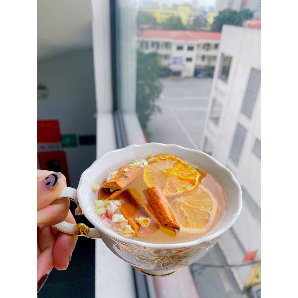 Trà Detox Giảm Cân, Trà Thảo Mộc Giúp Thải Độc, Đẹp Da gồm Cam, Quế, Sả - gói 10gr