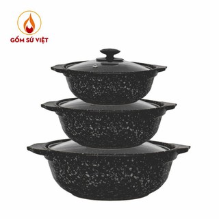 [HOT SALE] Nồi Vân Đá Cạn 600ML Cao Cấp - Đen