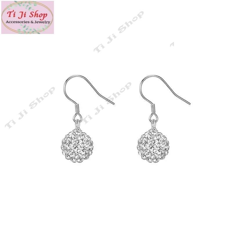 BÔNG TAI NỮ INOX  TÒN TEN TRÁI CHÂU XOÀN TRẮNG  - đẹp, không đen