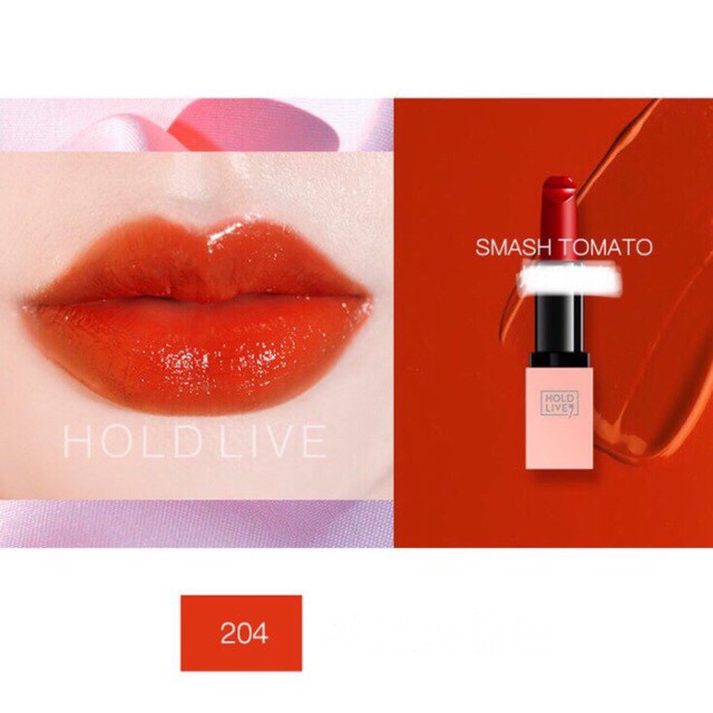 Son HoldLive đính đá Drill Girl Lipstick vỏ hồng (túi đựng hoa tuyết)