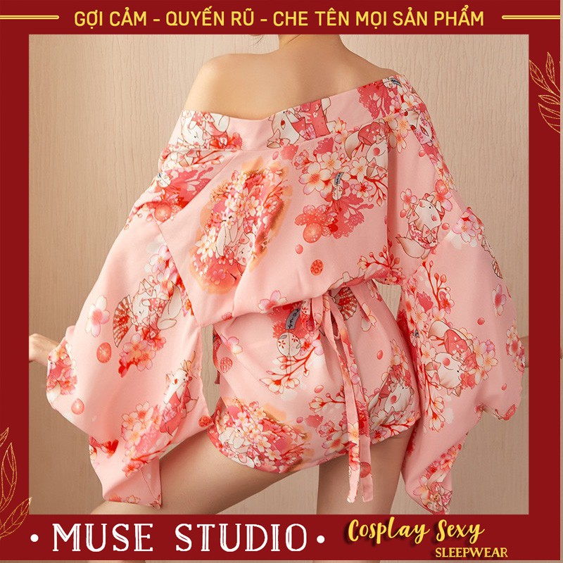 Đồ Ngủ Cosplay 𝑽𝑰𝑫𝑬𝑶 𝑨̉𝑵𝑯 𝑻𝑯𝑨̣̂𝑻 Váy Ngủ Kimono Nhật Bản Sexy, Gợi Cảm, Vải Voan Cát Cao Cấp