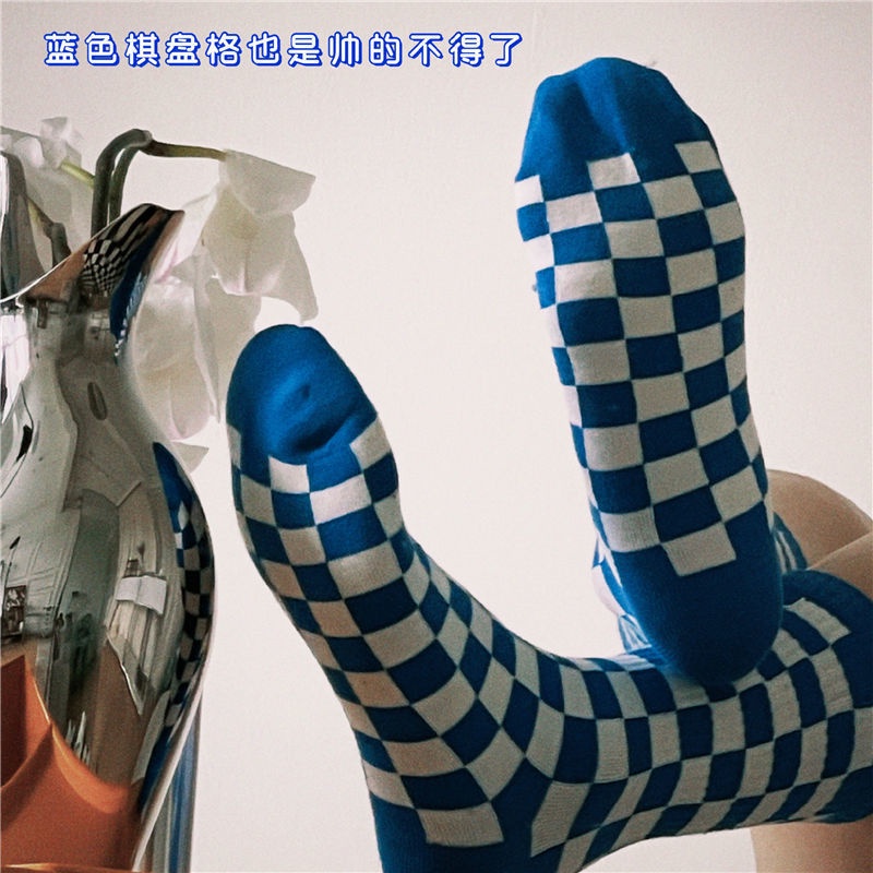 Vớ cổ cao họa tiết sọc caro trắng đen thời trang cho nam nữ