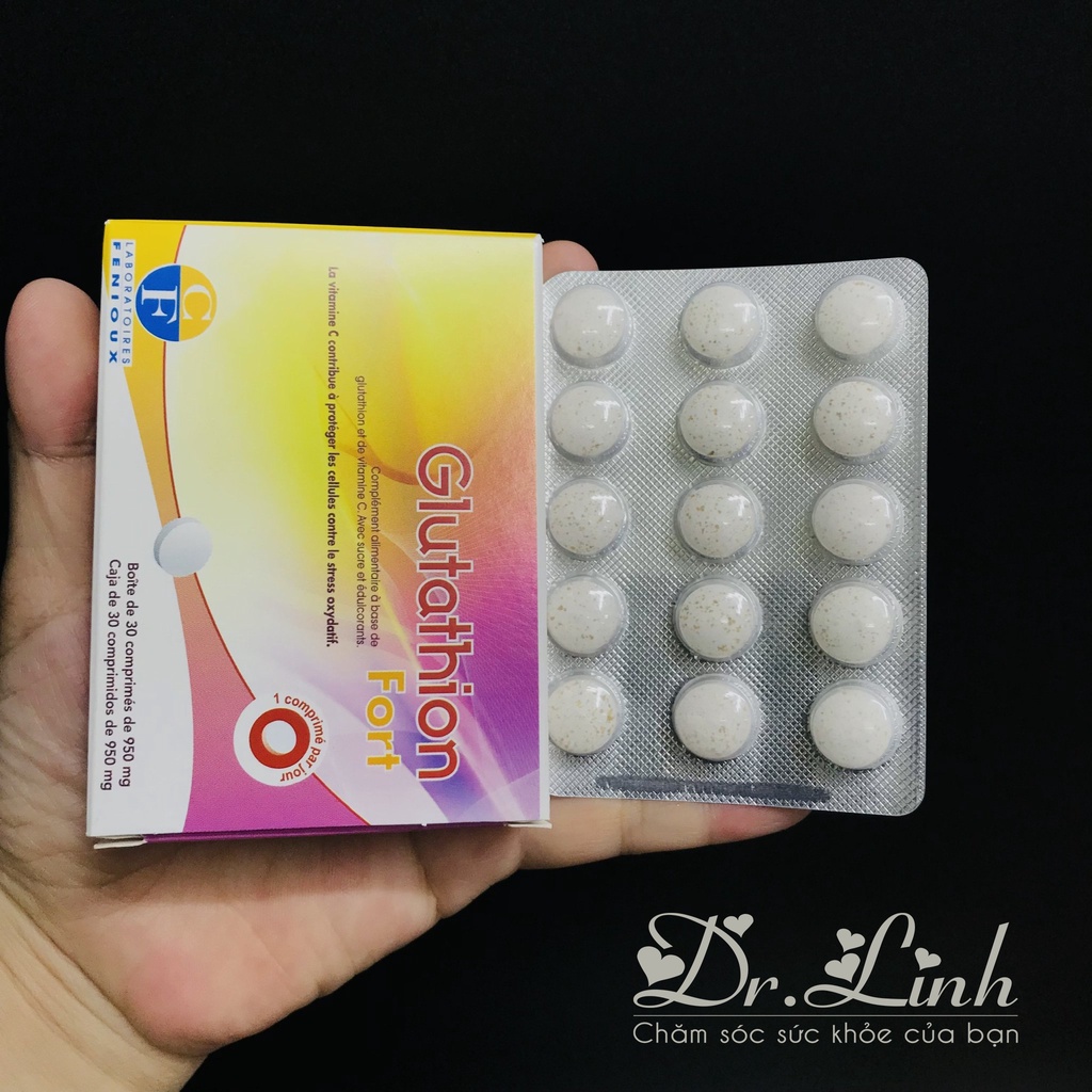 Viên ngậm trắng da Glutathion Fort của nhà Fenioux 30v Pháp thocgaohouse1989