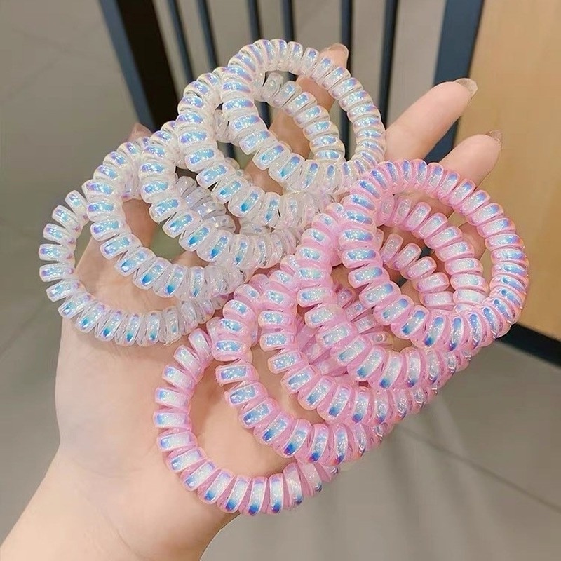 Dây Buộc Tóc Cao Su Trong Suốt Đính Ngọc Trai Giả Lấp Lánh/ Dây Buộc Tóc Không Đường May Cho Nữ