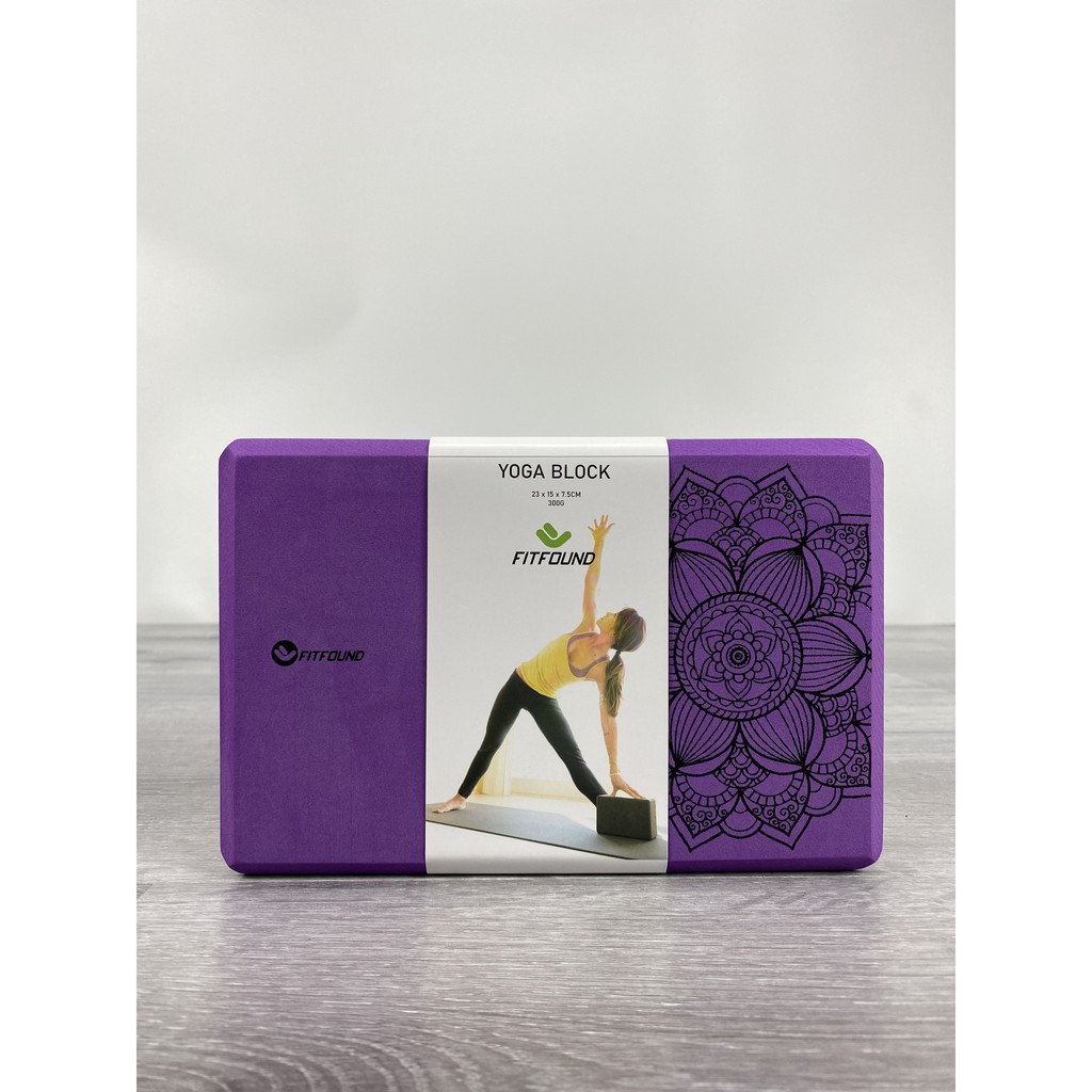 Gạch gối tập yoga eva nặng 300g in hoa mandala độ cứng cao không lún- Yoga block
