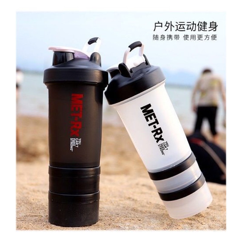 Bình Lắc Shaker Tập GYM 3 Ngăn 500ml Chế Sữa Protein - Đa Năng