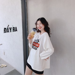 Áo thun tay dài form rộng cổ tròn