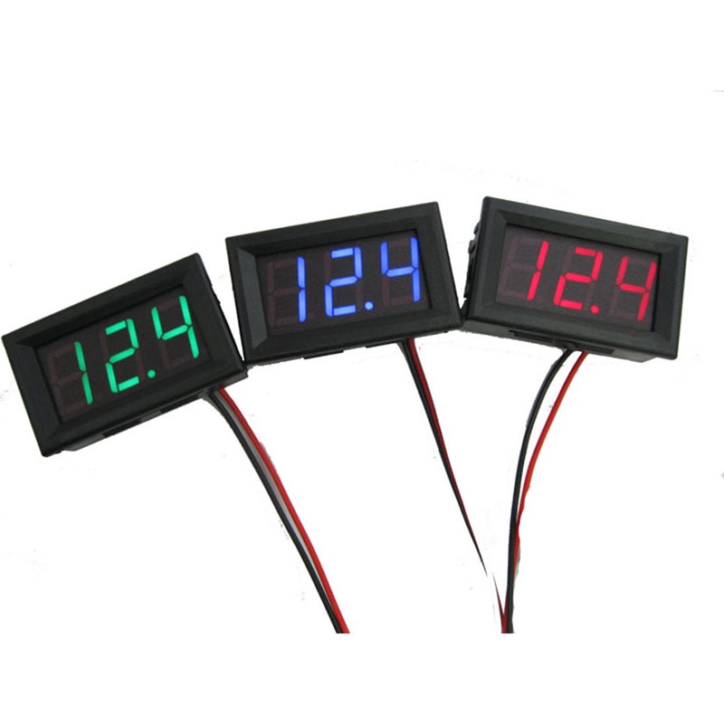 2 Vôn Kế Điện Tử diy 0.56 inch 2 Dây Đo Điện Áp Và Dòng Điện dc 5-120v Cho Xe Hơi