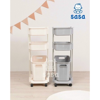 Kệ nhựa kệ đựng đồ 3 tầng bánh xoay 360 độ [BabyUS]