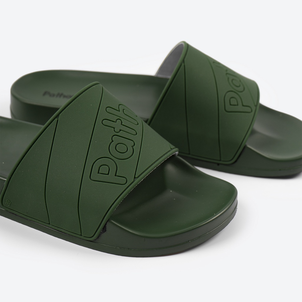 Dép nam nữ quai ngang slipper Pathon quai PVC và đế PU xanh lá in chữ Pathon mẫu 4 SD58