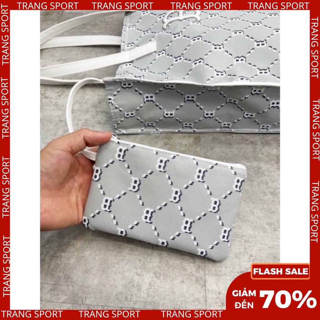 Túi xách nữ MLB NY MONOGRAM TOTE BAG GREY Made in vietnam full tem tag