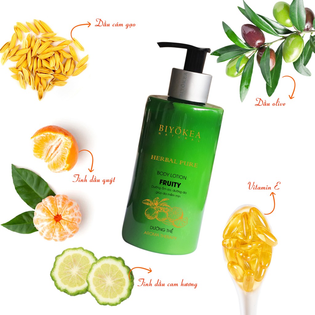 Dưỡng thể - body lotion Fruity 320ml Biyokea