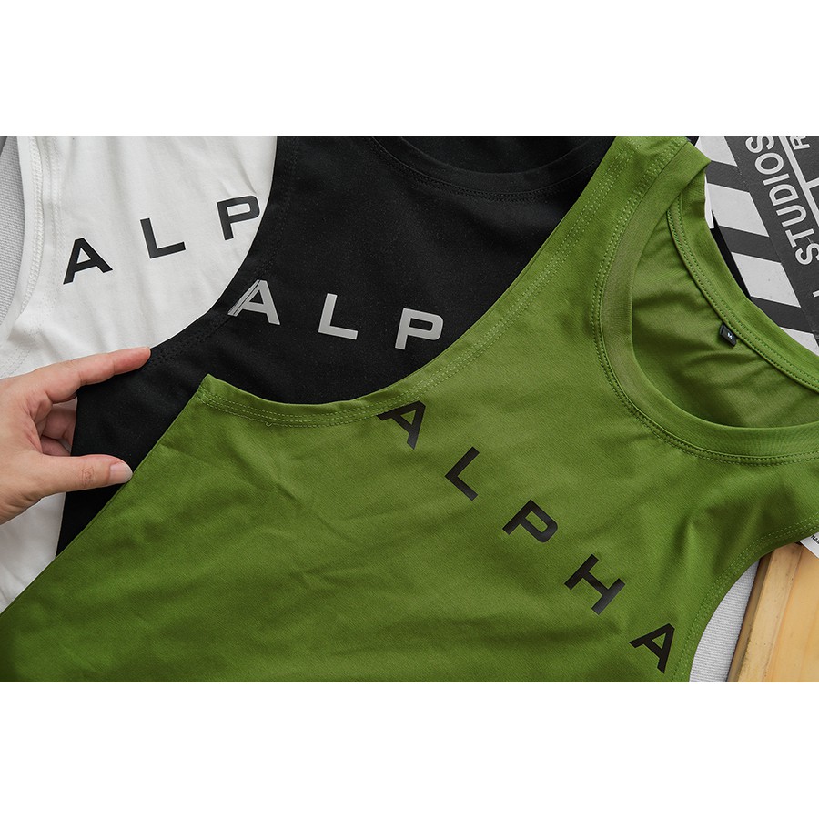 Áo Sát Nách Nam Alpha Mặc Tập Gym,Chạy Bộ Chất Cotton Co Giãn Cao Cấp Thấm Hút Mồ Hôi