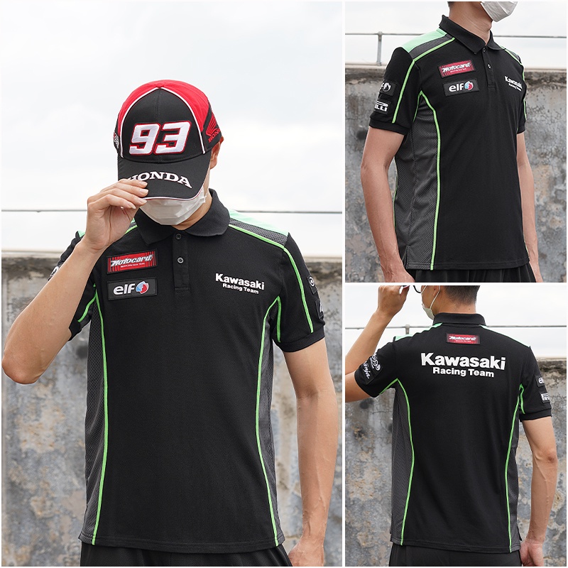 Áo polo Chất Liệu cotton Thoáng Khí Thời Trang Đua Xe KAWASAKI baju Moto 2022