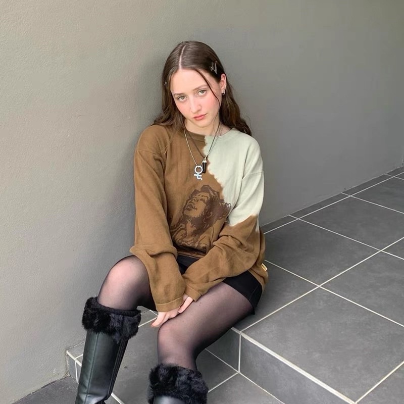 Áo Sweater Nỉ Ombre phong cách Âu Mỹ Cá tính