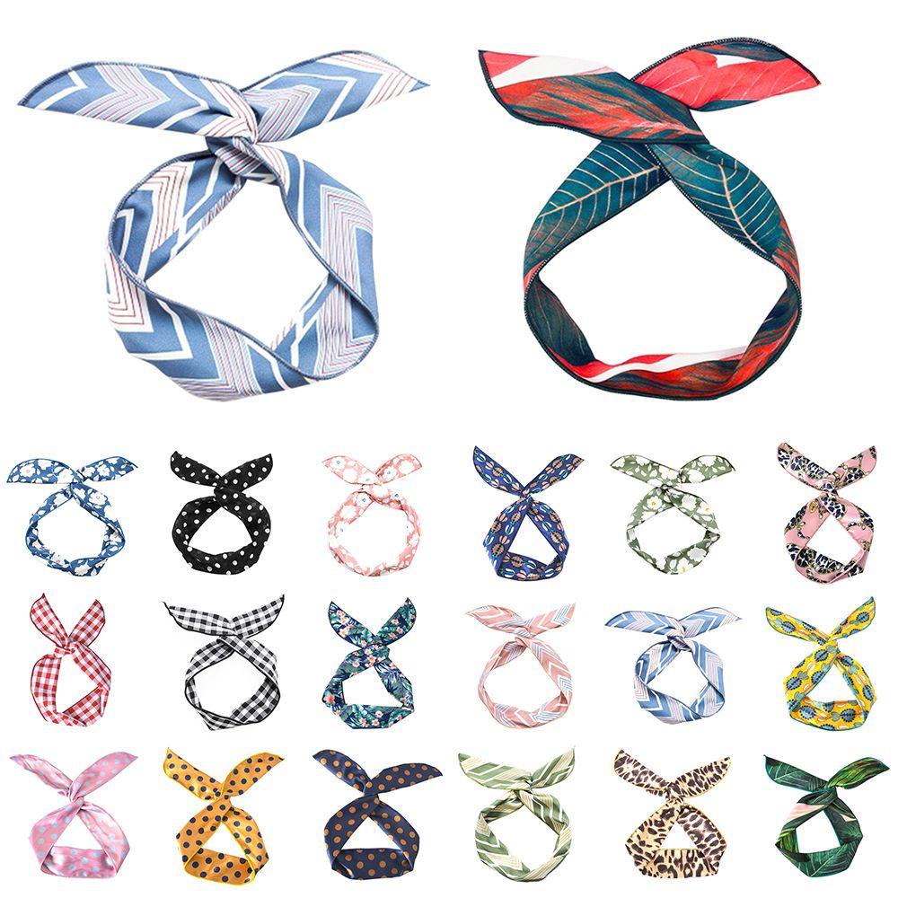 Băng Đô Cài Tóc Hình Tai Thỏ Bằng Dây Ruy Băng Kim Loại