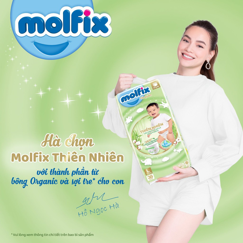 Tã Molfix quần thiên nhiên an toàn bông tự nhiên – Jumbo XXXL (20kg - 35kg) - Gói 24+6 miếng