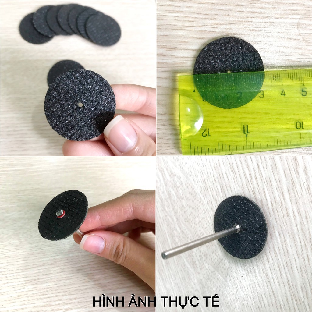 Bộ đĩa cắt, đĩa mài  mini đường kính 32mm kèm trục 3mm dùng cho máy khoan mài cắt cầm tay (màu đen)