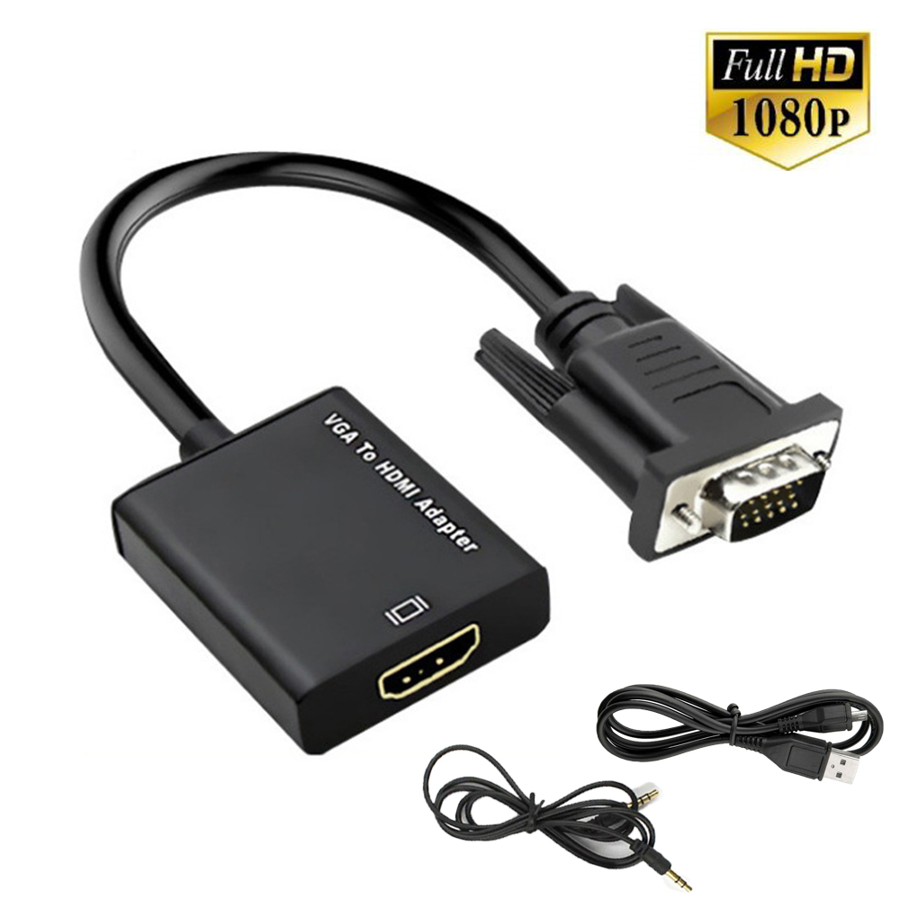 Bộ Chuyển Đổi Vga Sang Hdmi 1080 Hd Tv Từ Đầu Cắm Sang Lỗ Cắm Âm Thanh