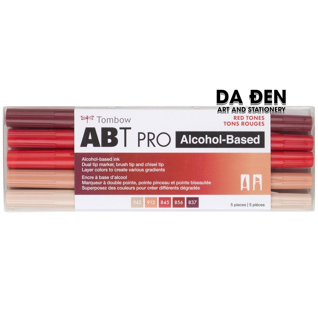 [DA ĐEN] Bộ 5 Bút Dual Marker Tombow ABT Pro - Red Tones