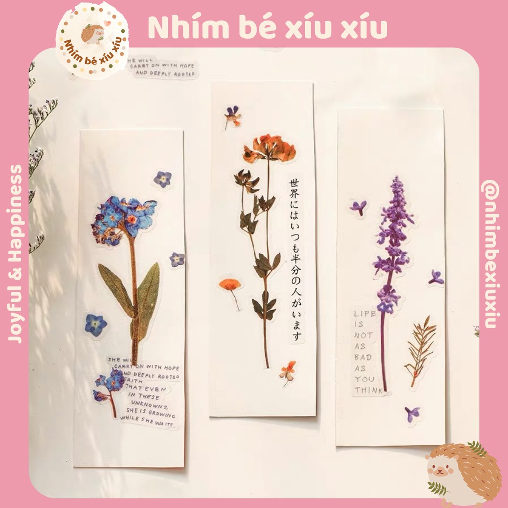 Sticker các loại hoa nền trong suốt hình dán trang trí sổ tay phong cách lãng mạn VT70