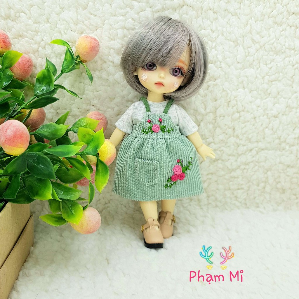 Outfit For Bjd doll 1/8, Set Yếm Thêu Hoa Đáng Yêu Cho Búp Bê Kích Thước 16cm