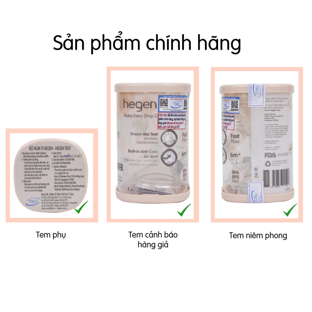 Bình sữa Hegen 60ml 150ml 240ml 330ml - Hỗ trợ đổi núm