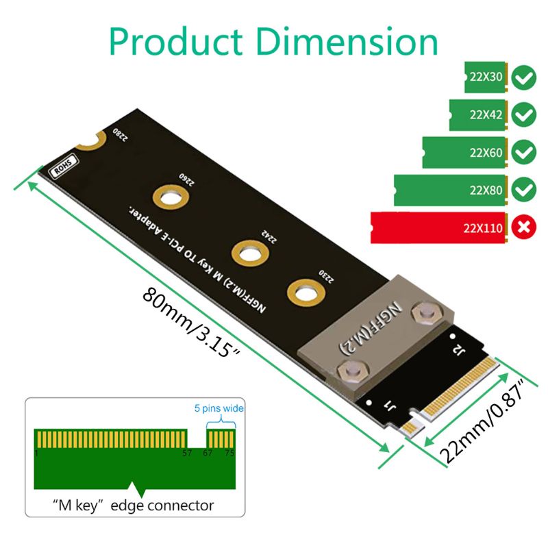 Cáp Mở Rộng Pcie X4 3.0 Pci-E 4x Sang M.2 Nvme M Key 2280 Riser Card Gen3.0 M2 Key-M Pci-Express 32g / Bps