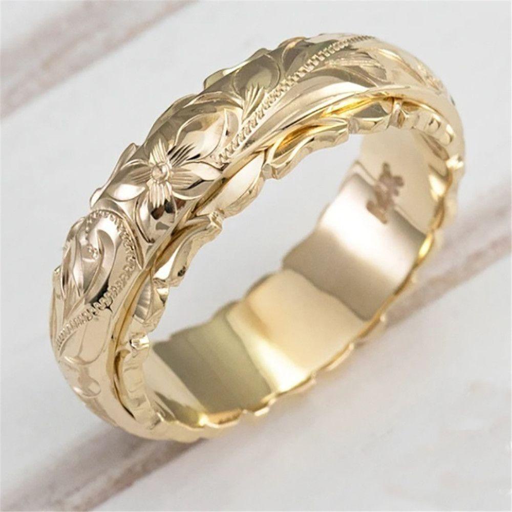 NIUYOU Nhẫn Nữ Chạm Khắc Hoa Văn Cổ Điển Kích Thước 5-11