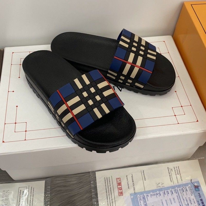 [box hộp+ bảo hành] Dép nam quai ngang BBR đế cao 3cm tôn dáng - Dép nam BBR kẻ ô vuông cực đỉnh