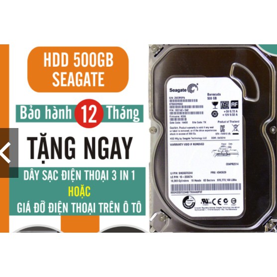 Ổ cứng HDD Seagate 500GB (Tháo máy đồng bộ - mới trên 90%) - Bảo hành 12 tháng 1 đổi 1