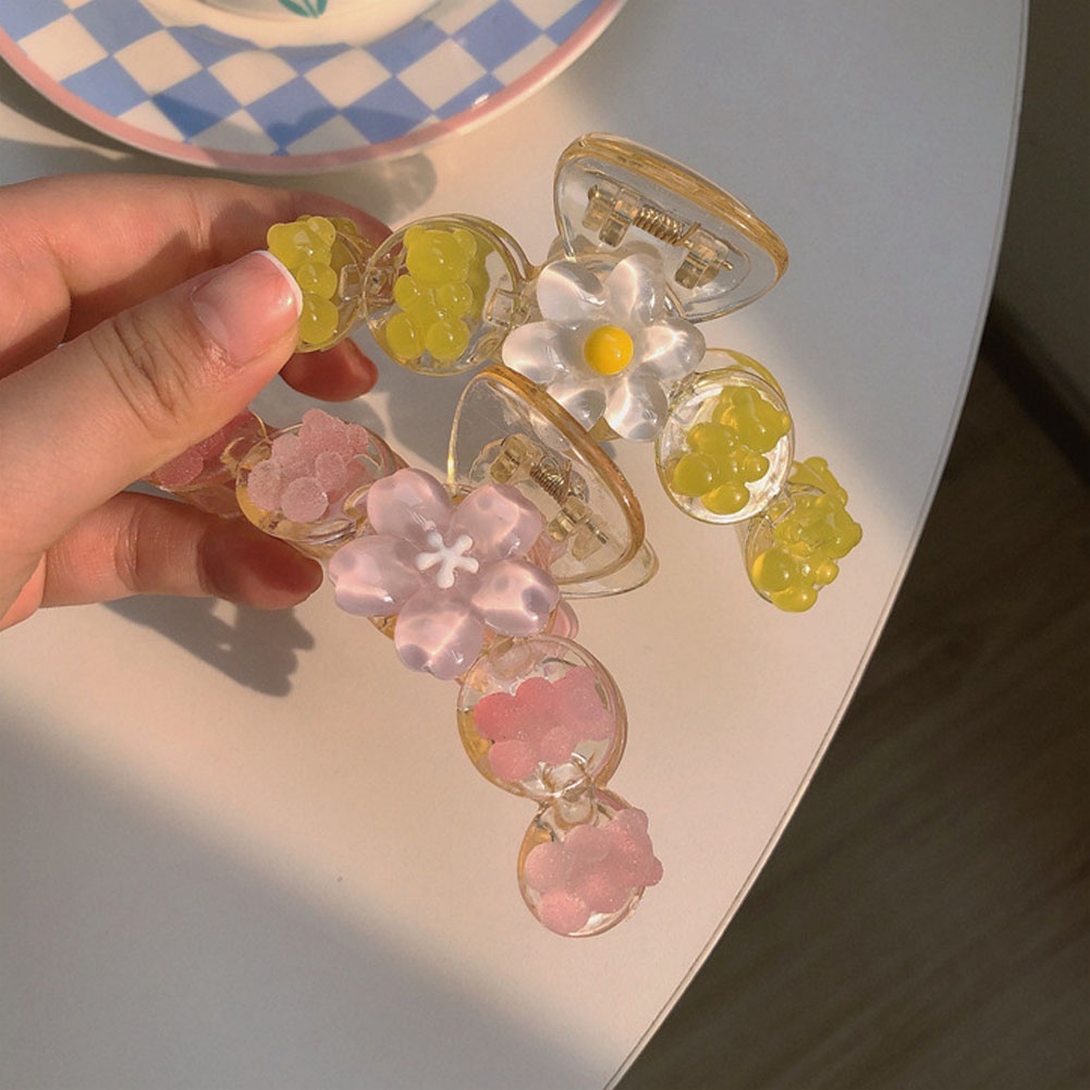 Kẹp Tóc Nhựa Hình Bông Hoa Màu Vàng Phong Cách Hàn Quốc Mới Cho Nữ