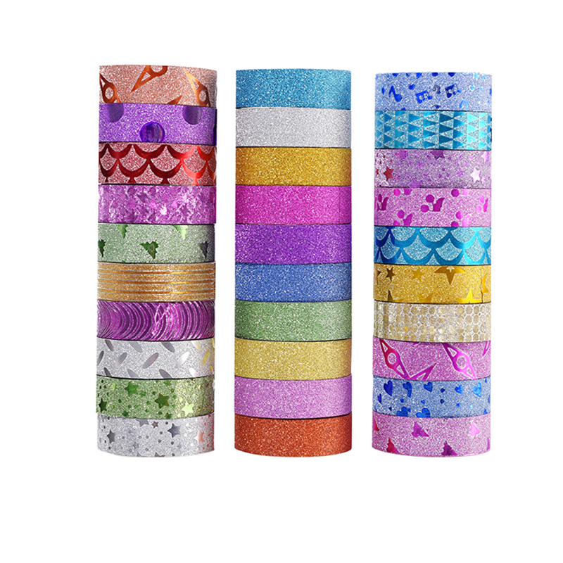 10 cái Long lanh Washi Tape Văn phòng phẩm Scrapbooking Băng dính trang trí Tự làm Băng che màu Đồ dùng học tập Papeleria