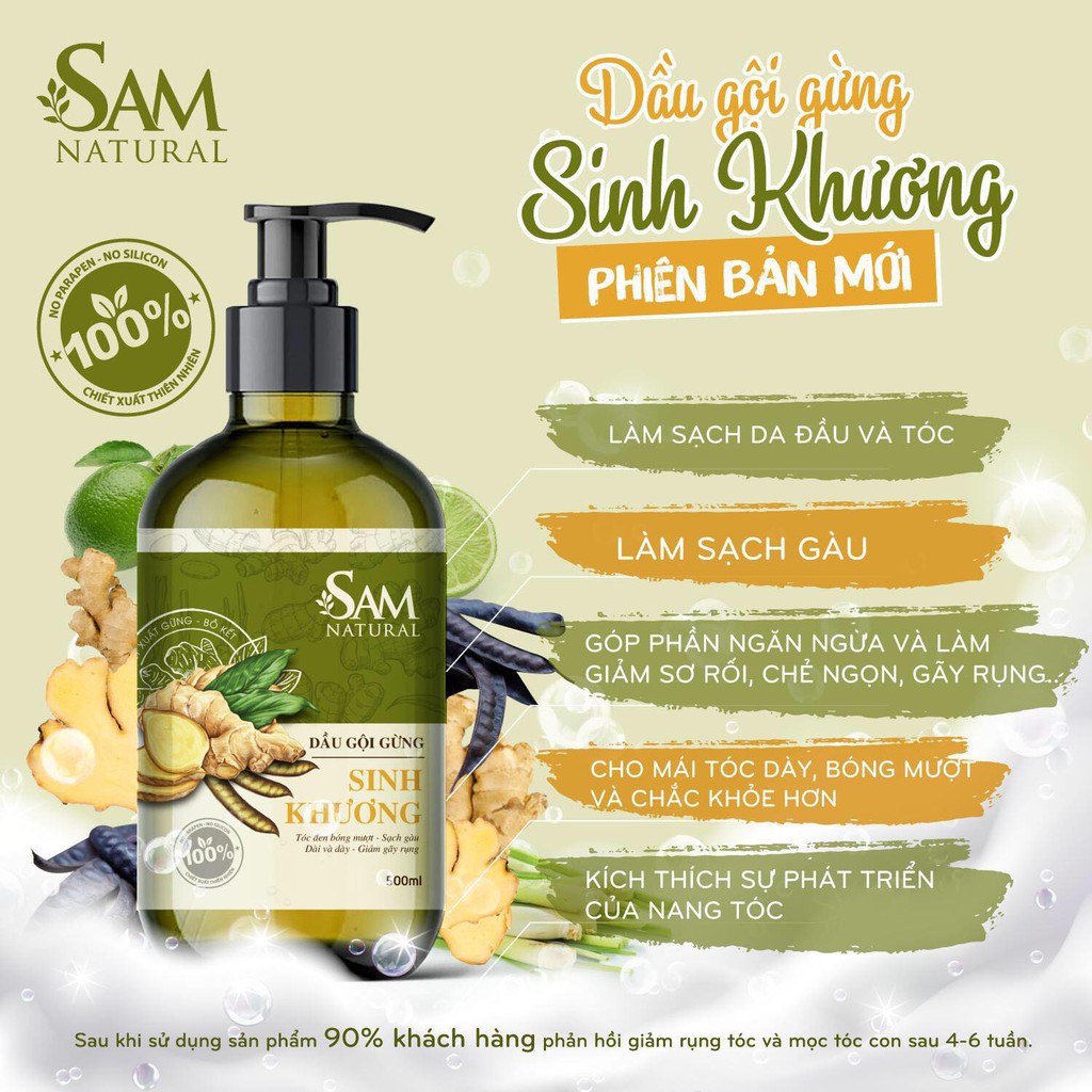 [Hàng sẵn] Dầu Gội Sinh Khương 100% Chiết xuất thiên nhiên_Sam Natural_Dâu Tây MomCare