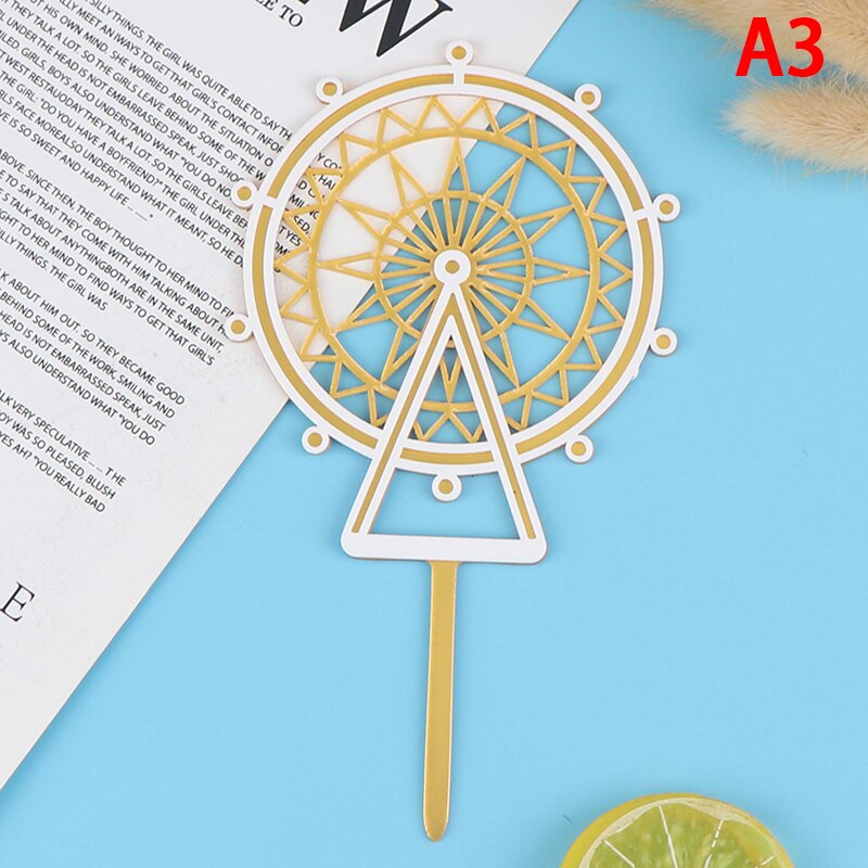 Que Cắm Trang Trí Bánh Kem Hình Lâu Đài &amp; Pháo Hoa Bằng Acrylic