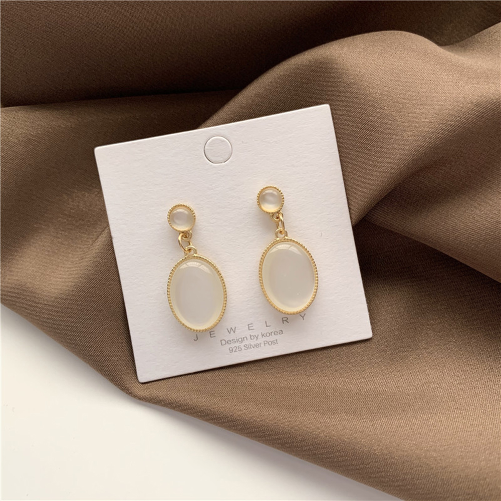 Bông tai hình oval thiết kế đơn giản cho nữ