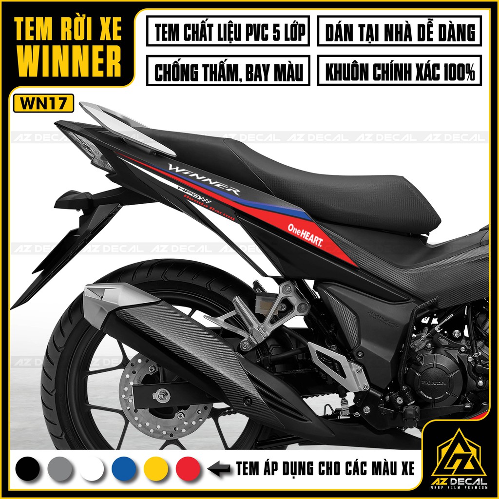 Tem Xe Winner V1/150 Mẫu HRC | WN17 | Tem Rời Chất Liệu Decal PVC Chống Thấm, Chống Bay Màu, Dễ Dán