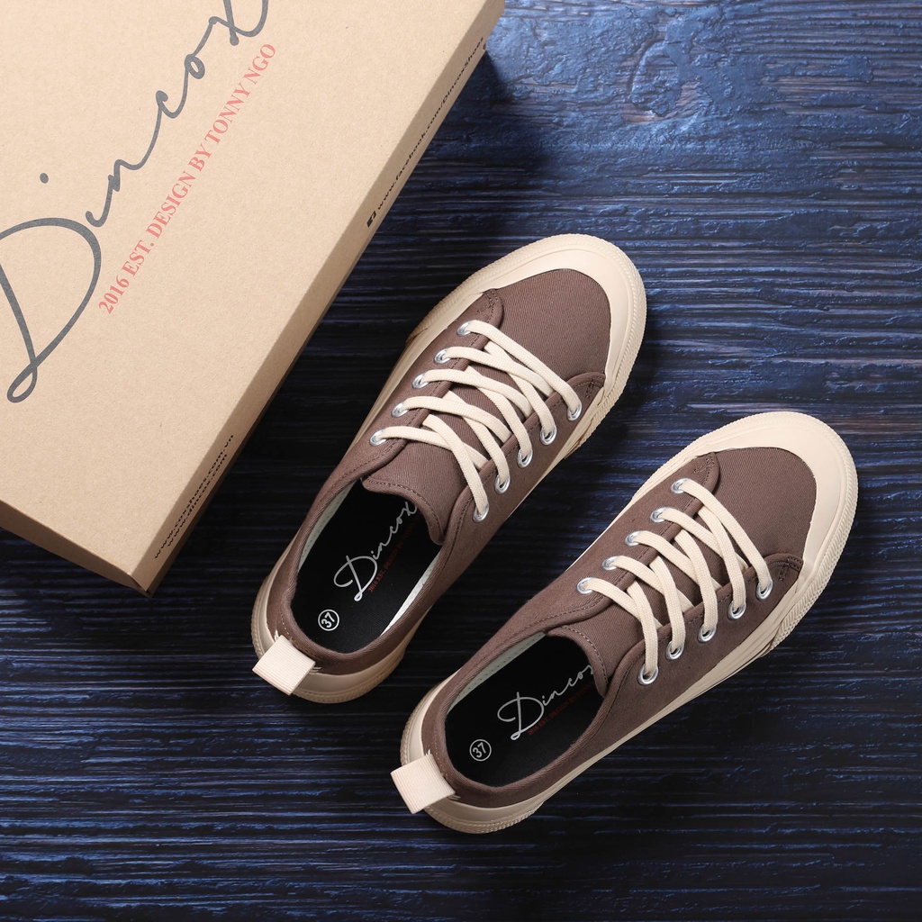 Giày Sneaker Vải Nữ DINCOX GC20 Sành Điệu Chocolate