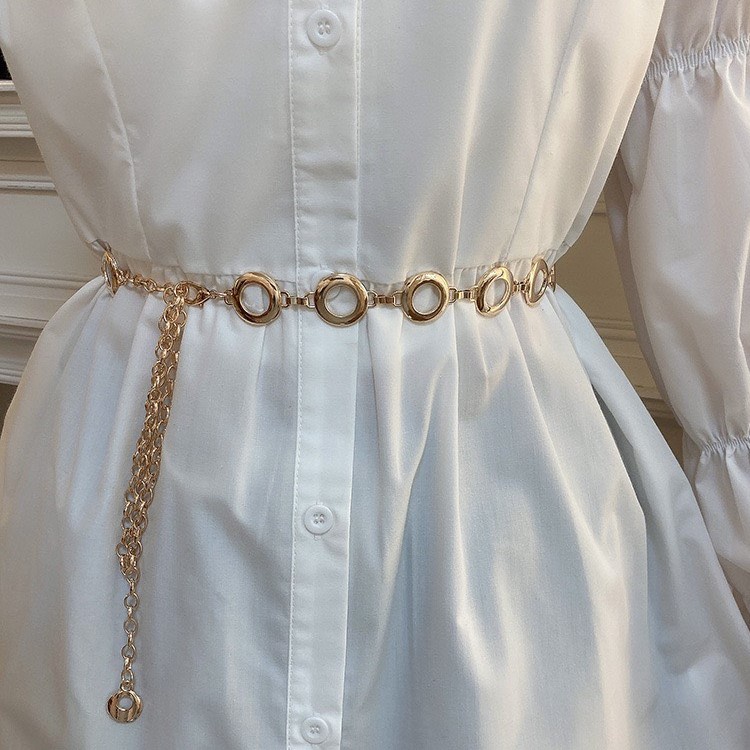 Dây thắt eo váy hình chuỗi xích tròn chất liệu dày dặn 2 màu cá tính dành cho bạn nữ