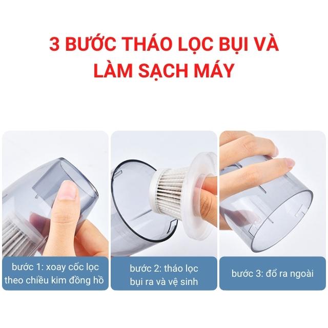 Máy Hút Bụi Cầm Tay Mini Không Dây Ô tô Oto Xe Hơi Hút Bụi Vệ Sinh Nhà Cửa Nhiều Đầu Nối XCQ 12C