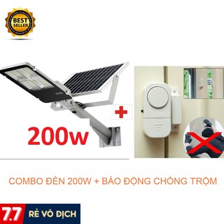 Combo Đèn năng lượng mặt trời 200W và Báo động chống trộm