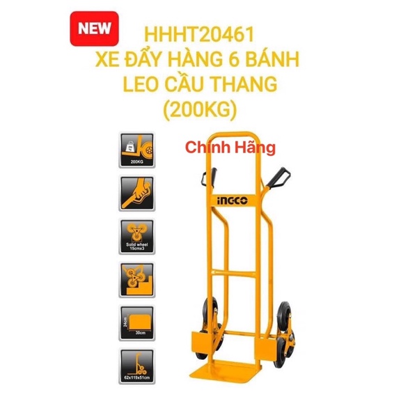 INGCO Xe đẩy hàng 6 bánh leo cầu thang (200kg) HHHT20461