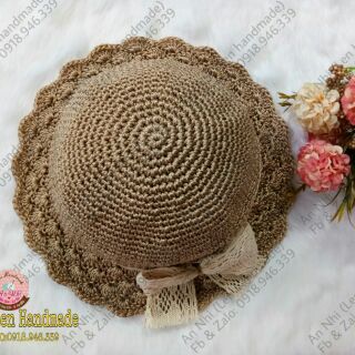 Nón sợi thô phối nơ