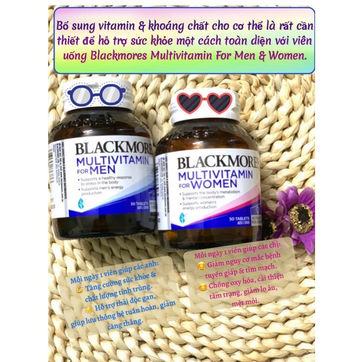 Multivitamin for Men, Women blackmore, vitamin tổng hợp tăng đề kháng cho nam và nữ lọ 60 viên date 2025