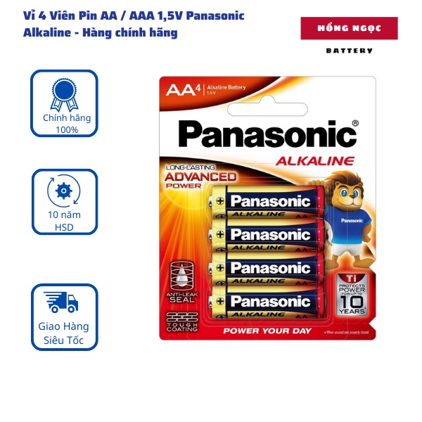 Vỉ 4 Viên Pin AA/AAA 1,5V Panasonic Alkaline Hàng Chính Hãng