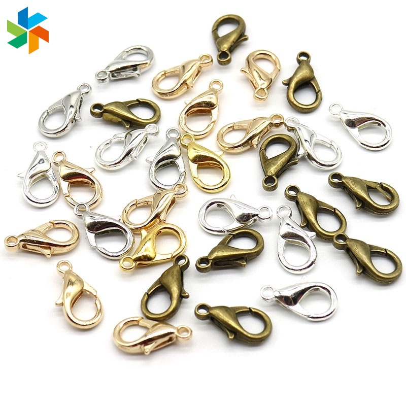 Set 10 Móc Càng Cua 12 / 14mm Bằng Kim Loại Không Gỉ Dùng Làm Trang Sức Diy