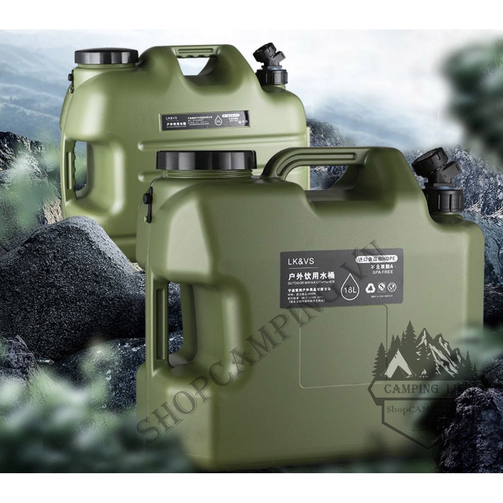Bình đựng nước CLS 18L xanh rêu, thùng đựng nước dã ngoại cắm trại, du lịch - Camping VietNam